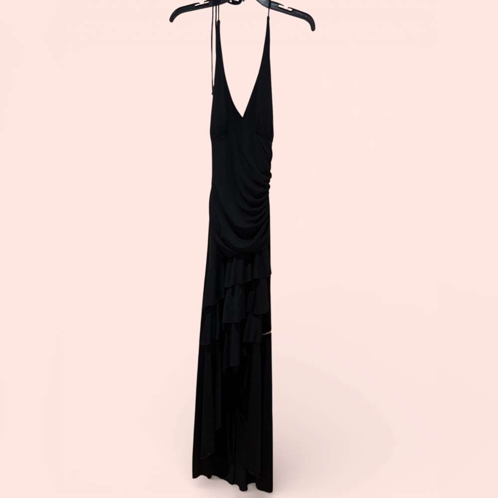 Long black dress, stretchy material